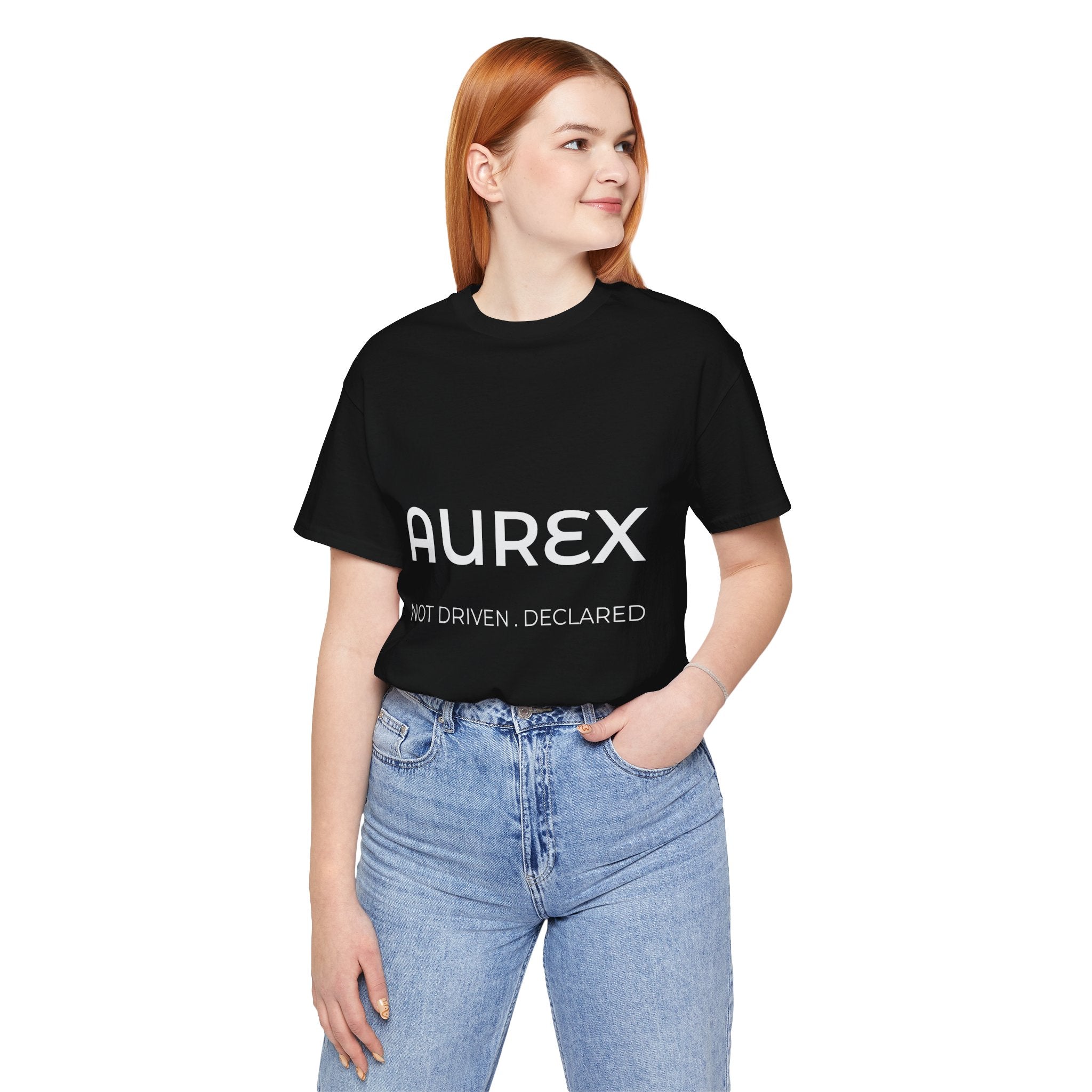 Black AUREX Minimal Logo Tee – Unisex Premium Cotton T-Shirt | NOT DRIVEN. DECLARED