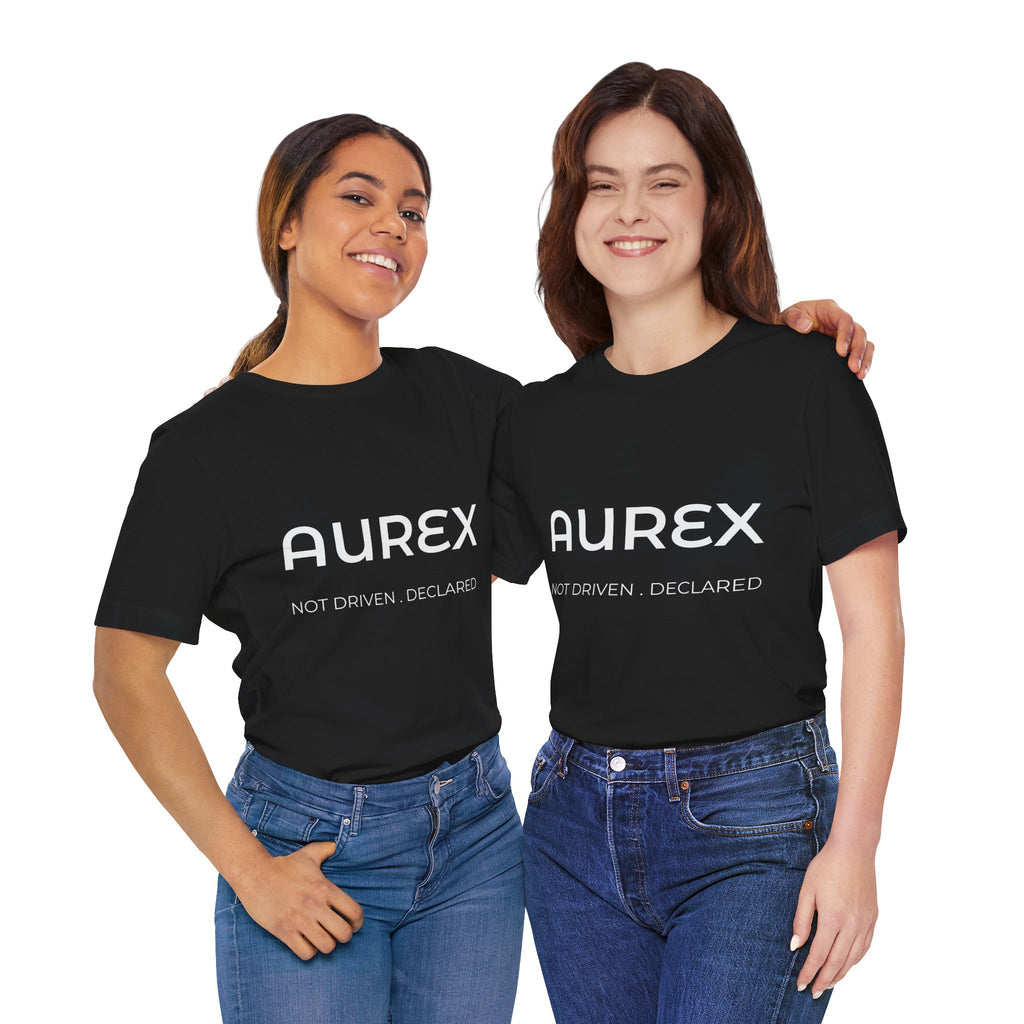 Black AUREX Minimal Logo Tee – Unisex Premium Cotton T-Shirt | NOT DRIVEN. DECLARED