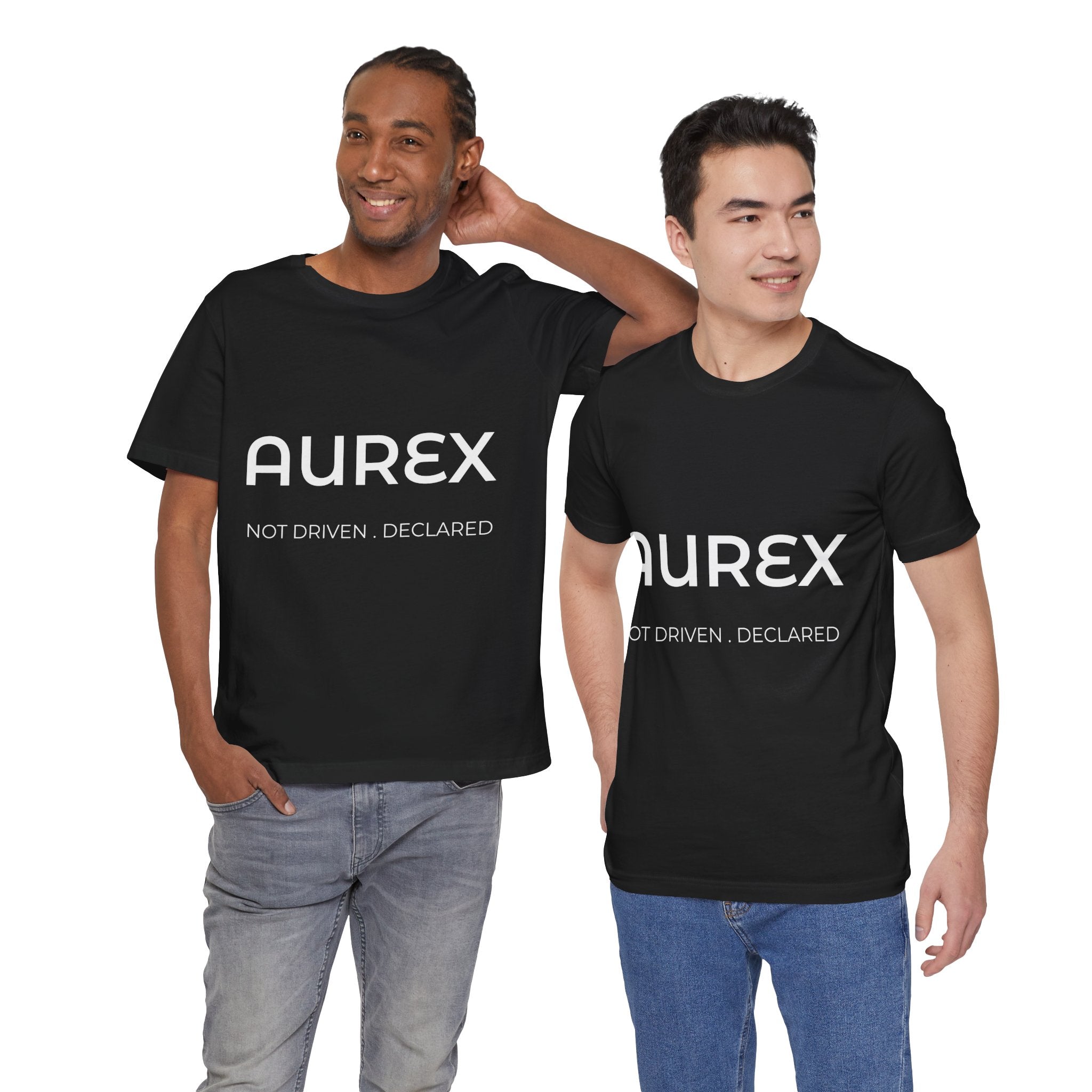 Black AUREX Minimal Logo Tee – Unisex Premium Cotton T-Shirt | NOT DRIVEN. DECLARED