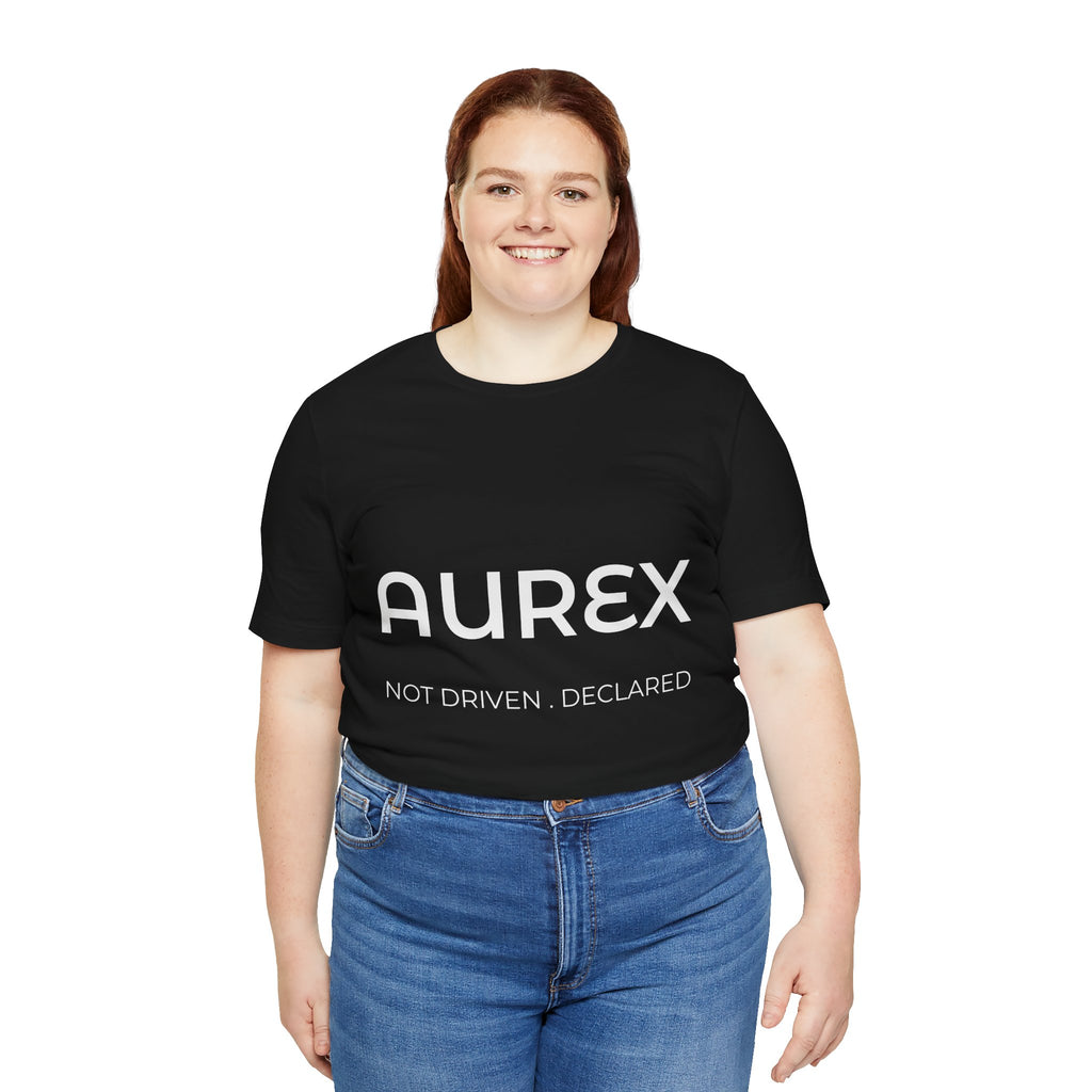 Black AUREX Minimal Logo Tee – Unisex Premium Cotton T-Shirt | NOT DRIVEN. DECLARED