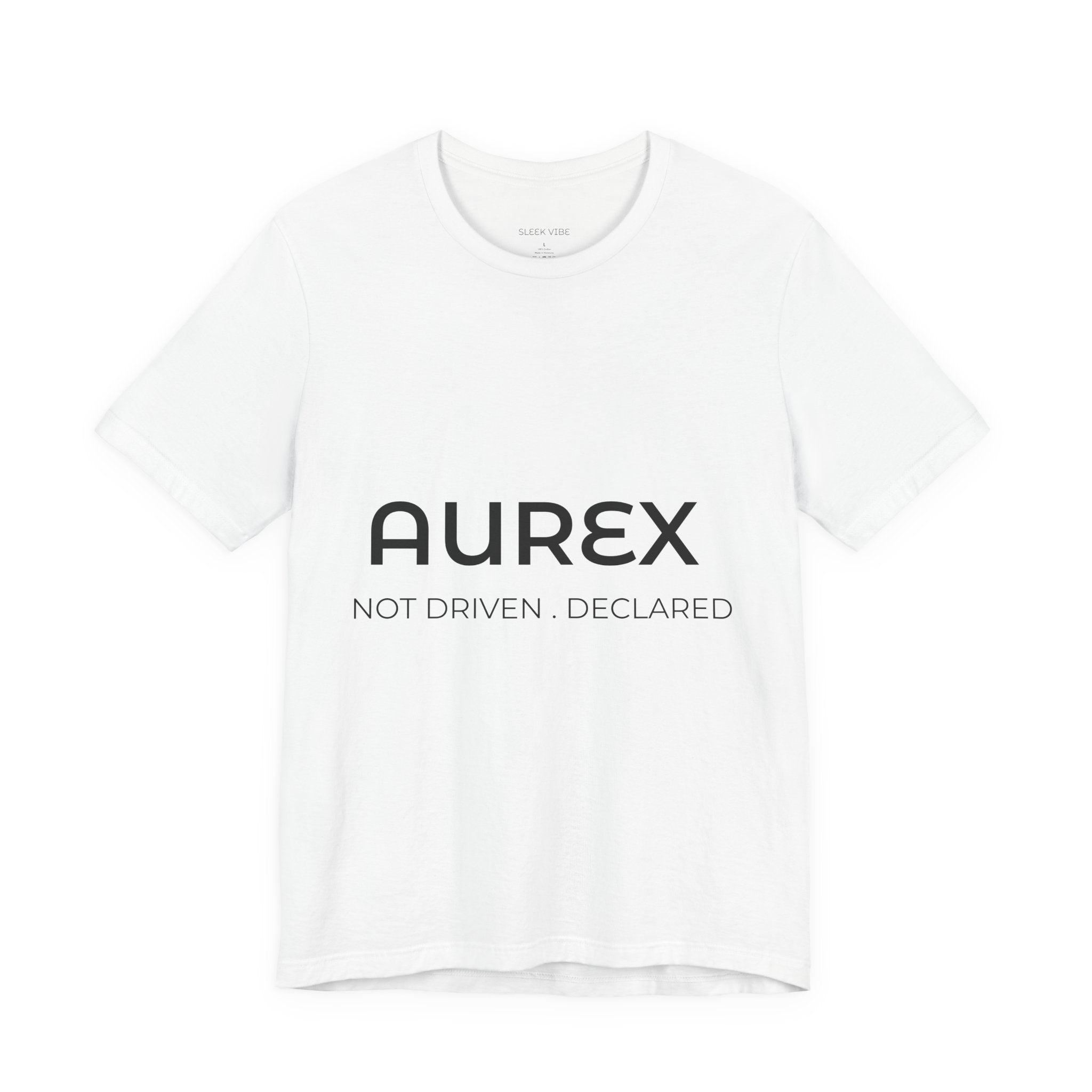 White AUREX Minimal Logo Tee – Unisex Premium Cotton T-Shirt | NOT DRIVEN. DECLARED