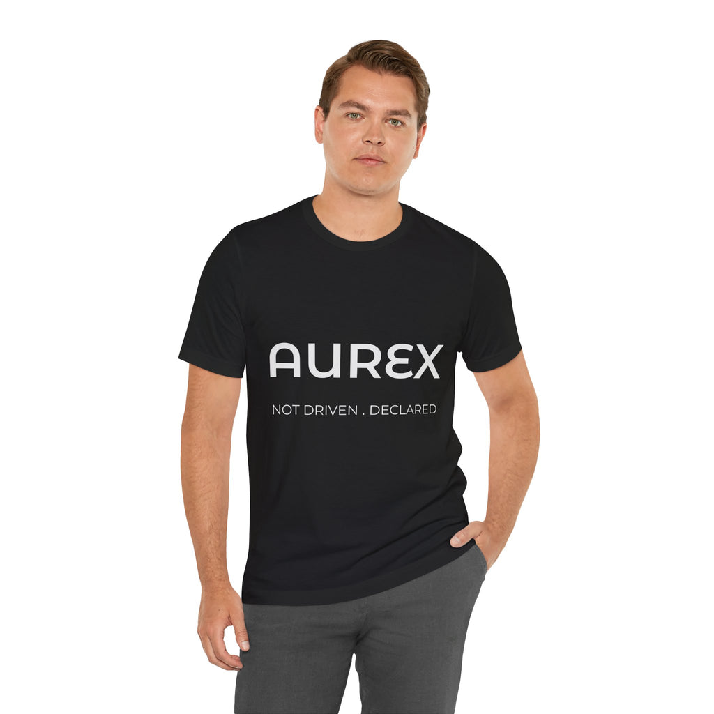 Black AUREX Minimal Logo Tee – Unisex Premium Cotton T-Shirt | NOT DRIVEN. DECLARED