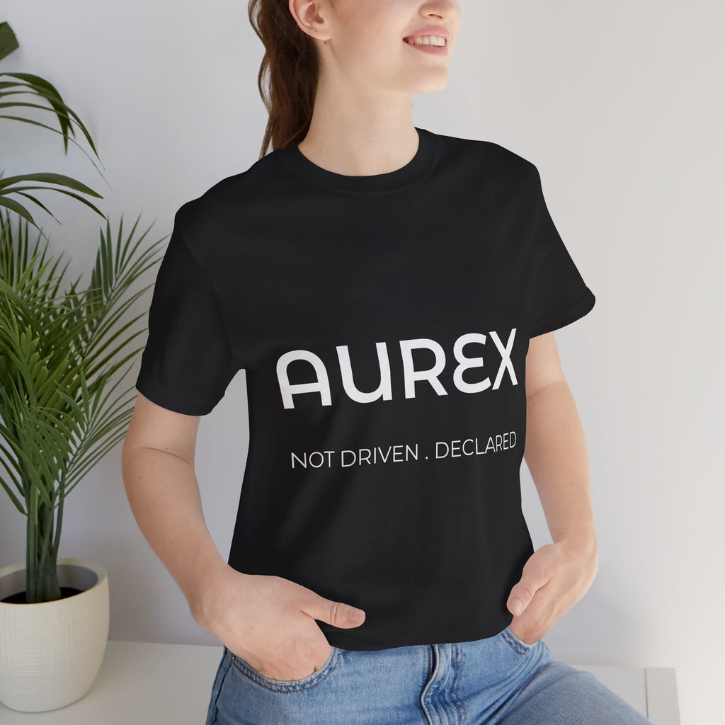 Black AUREX Minimal Logo Tee – Unisex Premium Cotton T-Shirt | NOT DRIVEN. DECLARED