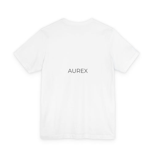 White AUREX Minimal Logo Tee – Unisex Premium Cotton T-Shirt | NOT DRIVEN. DECLARED