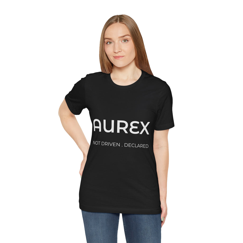 Black AUREX Minimal Logo Tee – Unisex Premium Cotton T-Shirt | NOT DRIVEN. DECLARED