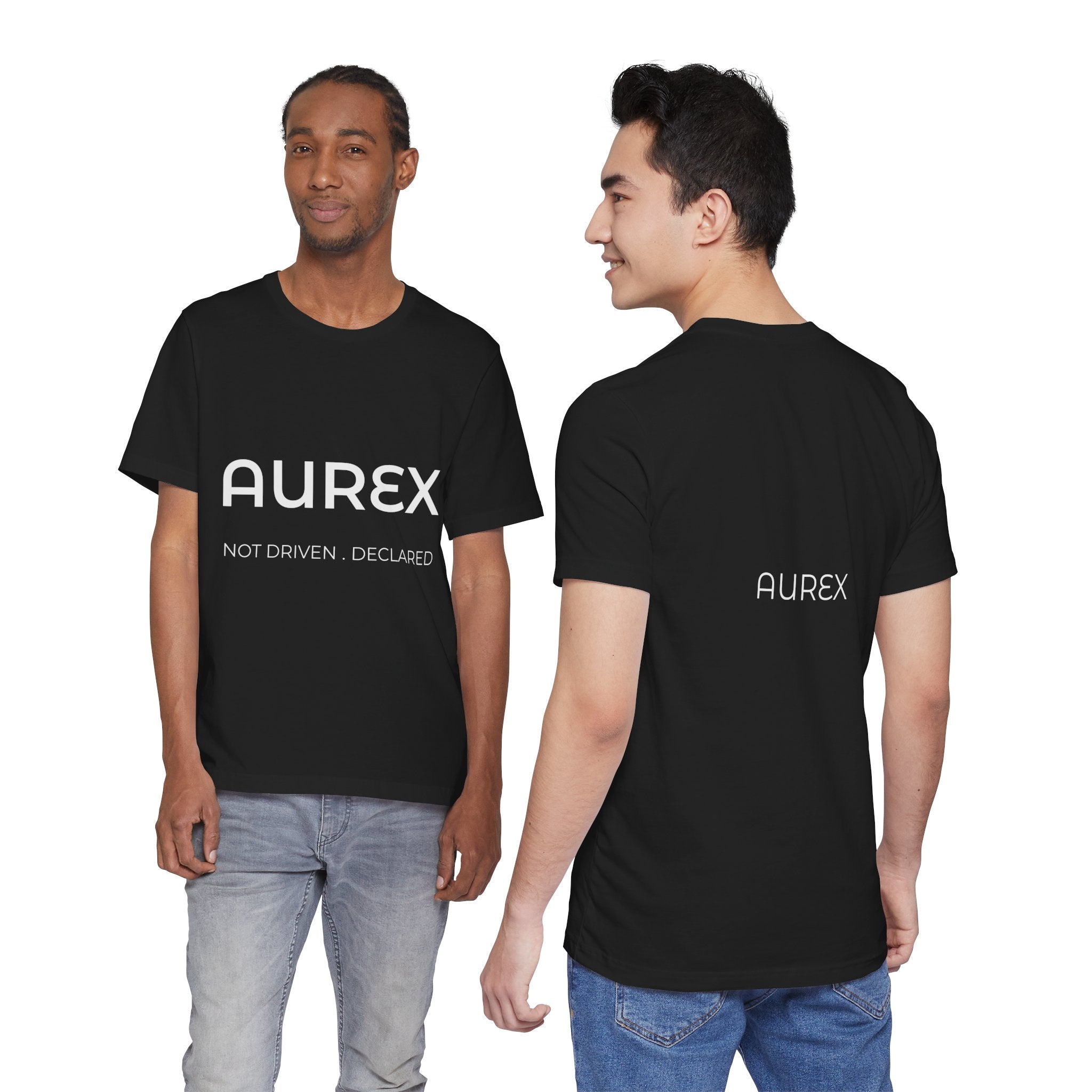 Black AUREX Minimal Logo Tee – Unisex Premium Cotton T-Shirt | NOT DRIVEN. DECLARED